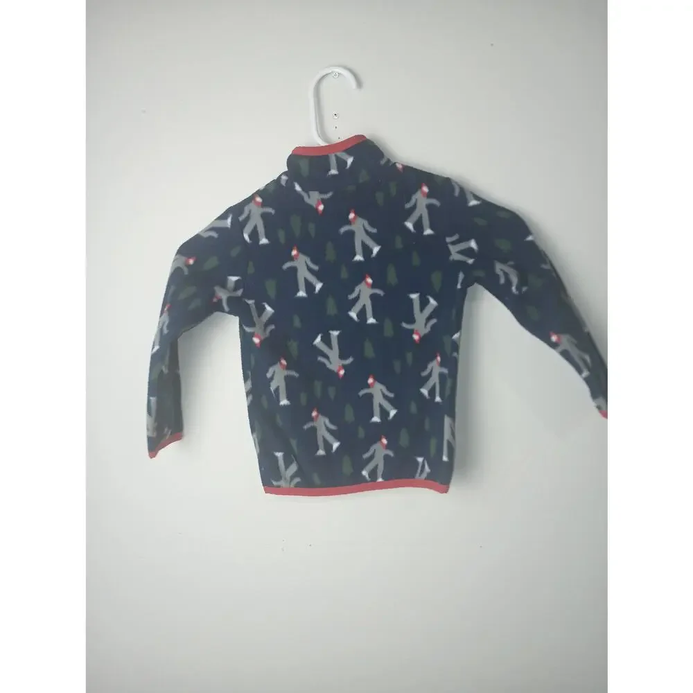 Okie Dokie Xmas Bigfoot‎ Sasquatch Quarter Zip Fleece Jacket Sweater Toddler 3T